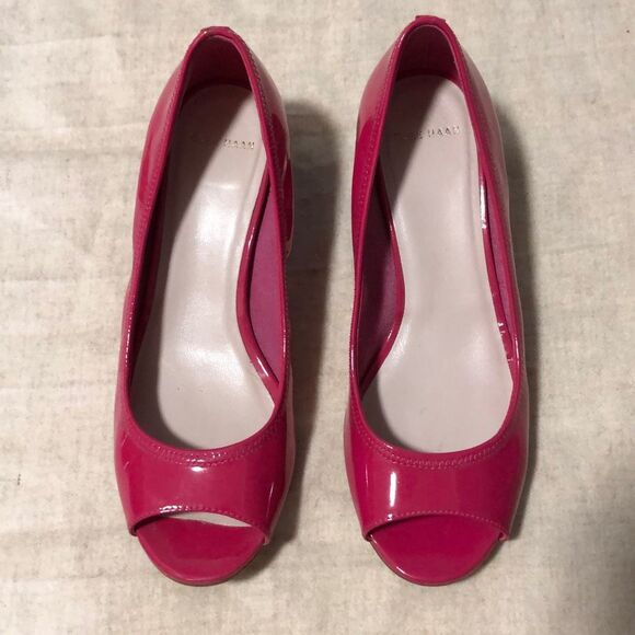 Cole Haan Women's Air Tali  Peep Toe Wedge Slip-on Sandals Red Size 6B Magenta - Picture 2 of 5